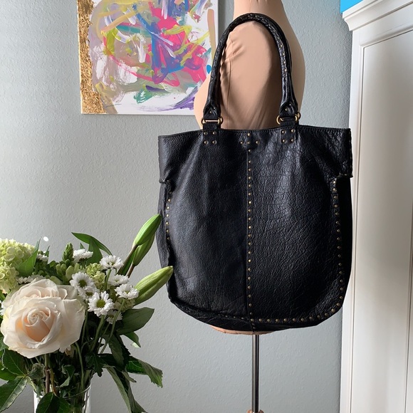 Linea Pelle Leather Studded Purse, Tote, Makeup